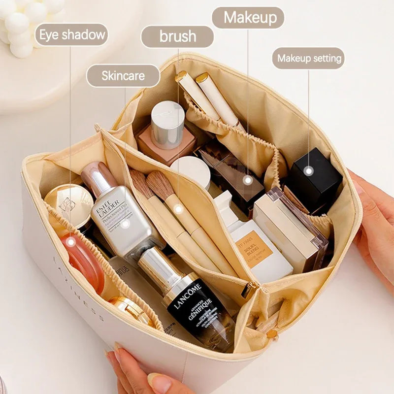 sac à cosmétiques grande capacité, trousse de toilette de maquillage pour femmes, trousse de maquillage, pochette de rangement, boîte de luxe pour dames, sac de rangement, fermeture éclair de voyage 