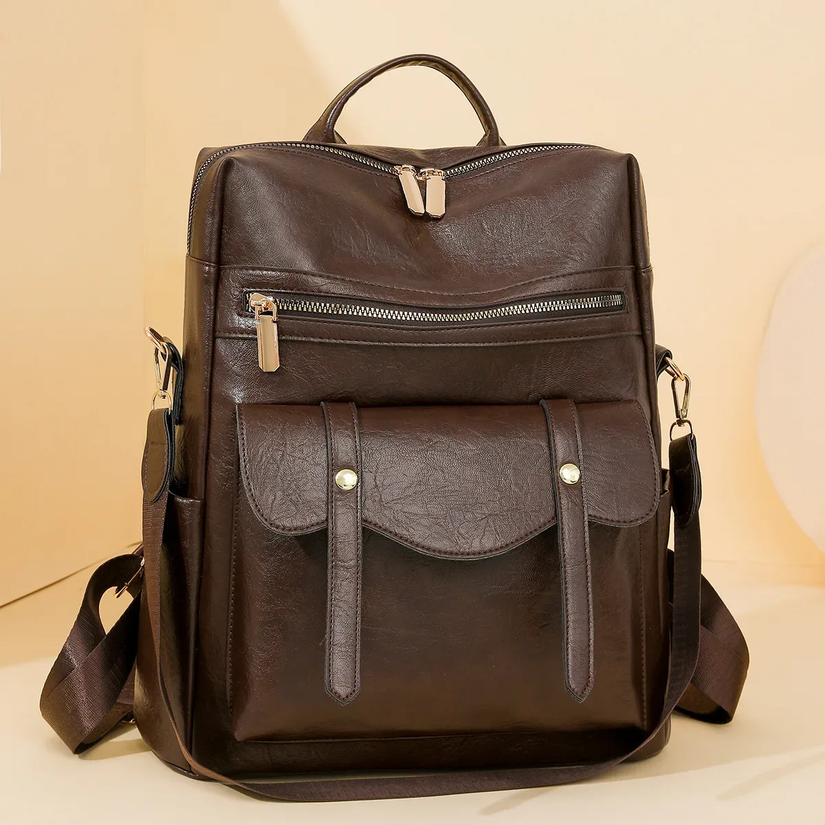 Sac à dos en cuir souple de haute qualité pour femmes, nouveau Style britannique, sac d'école polyvalent pour célébrités d'internet avec matériau PU