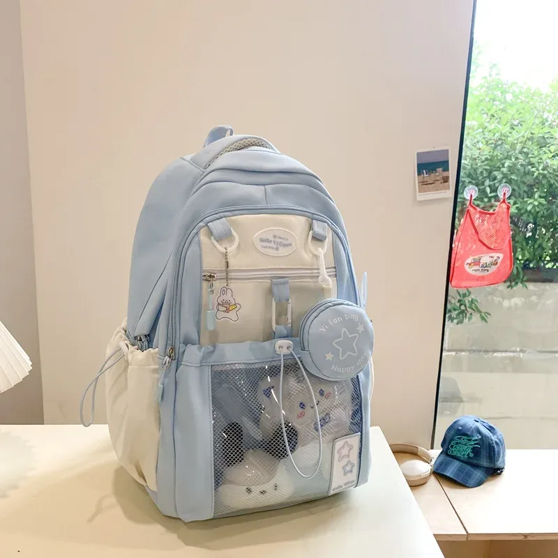 sac à dos d'école en nylon mignon pour fille et adolescente cartable multi-poches kawaii pour livre et ordinateur portable