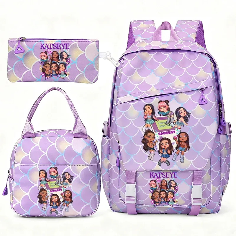 katseye musique sacs à dos pour filles garçons 3 pièces voyage haute capacité étudiants sacs d'école couleur fraîche ordinateur portable mochilas yk2