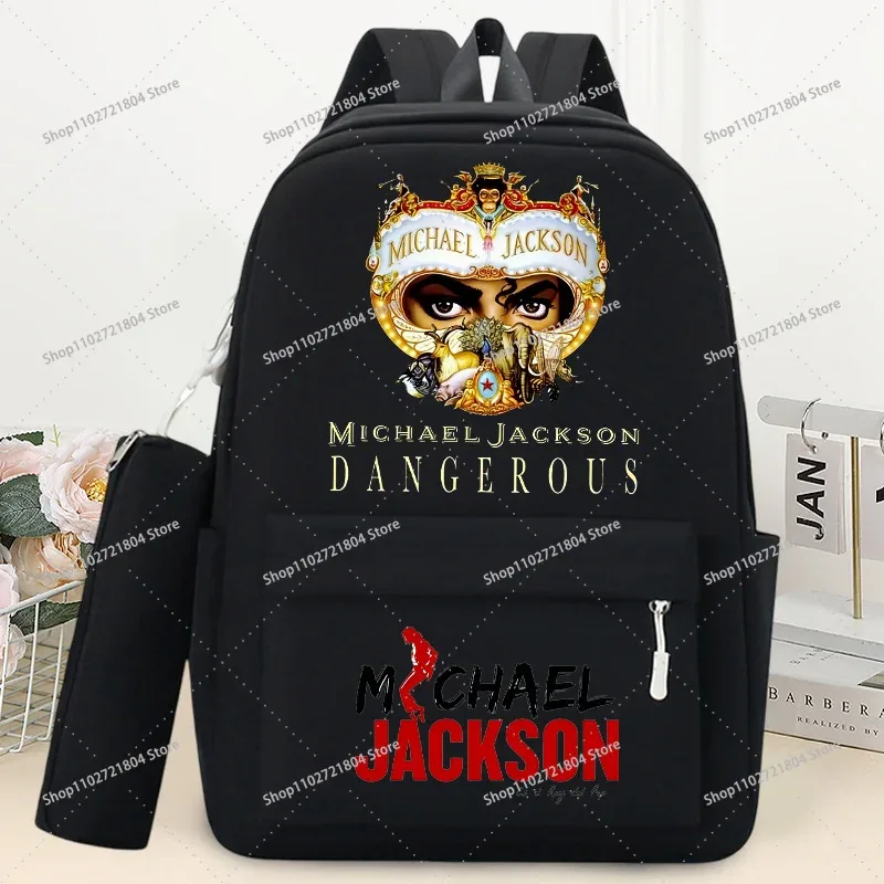 sac à dos king of pop michael jackson avec trousse à crayons, sac à dos à la mode imprimé anime, sacs à dos de rangement pour livres et papeterie pour étudiants
