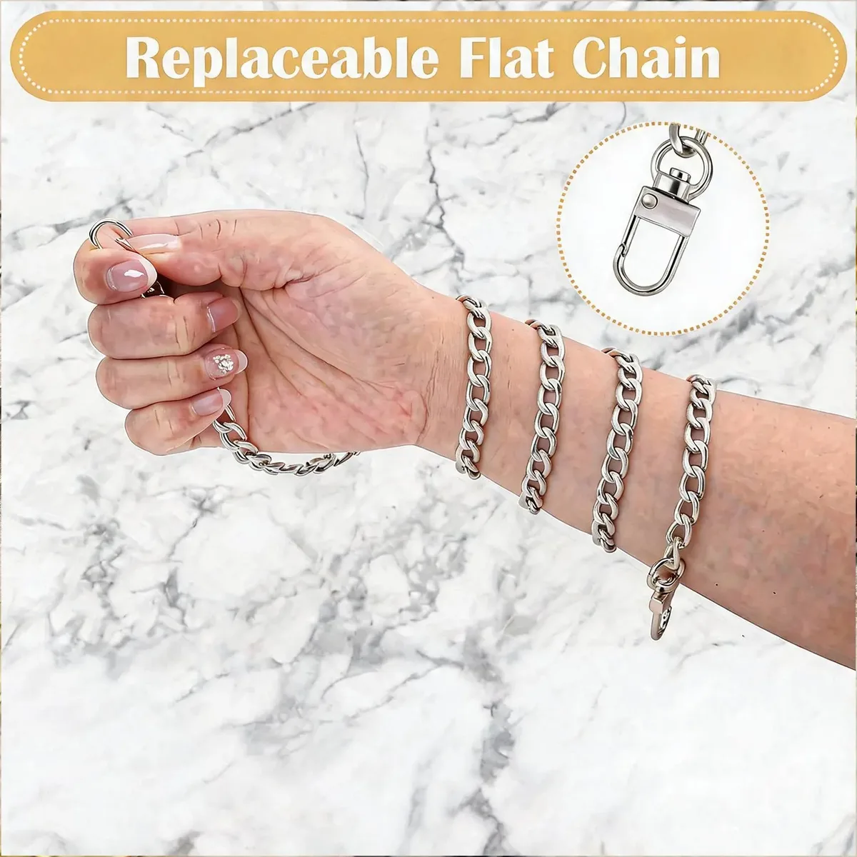 chaîne plate pour sac à main de 40-140 cm, sangle de chaîne bandoulière, sangle de sac à bandoulière pour sacs diy, sacs à main, pochettes