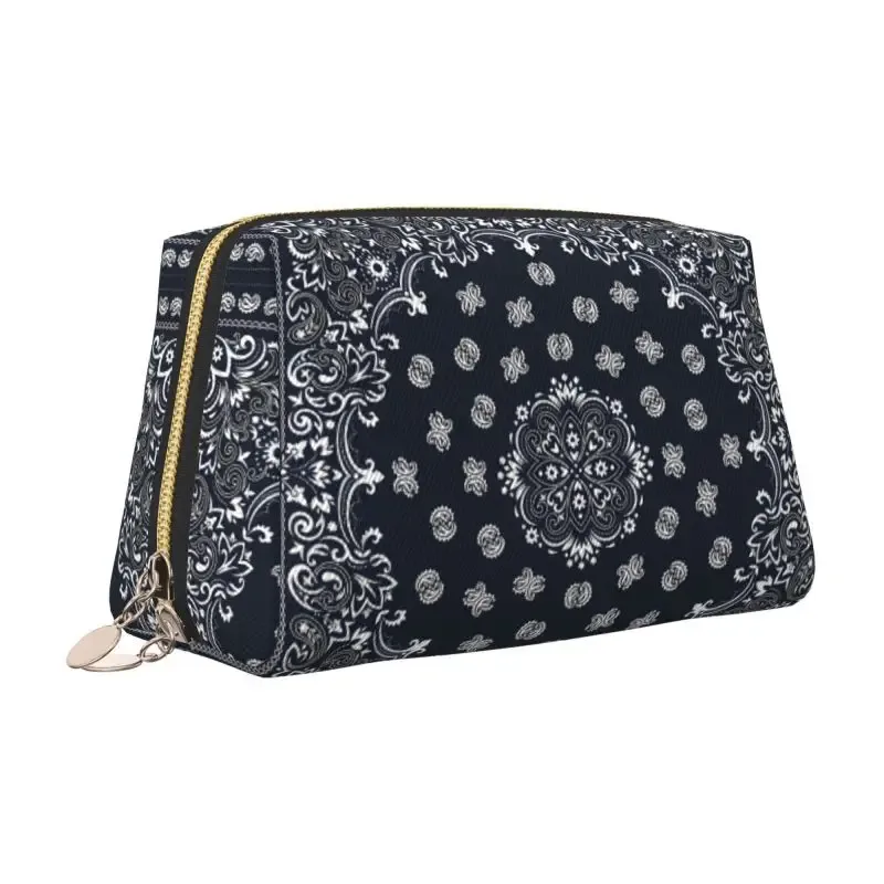 sac de maquillage en cuir ethnique bohème rouge et noir à motif cachemire, trousse de toilette de voyage pour femme, sacs cosmétiques, sac de rangement portable, cadeaux