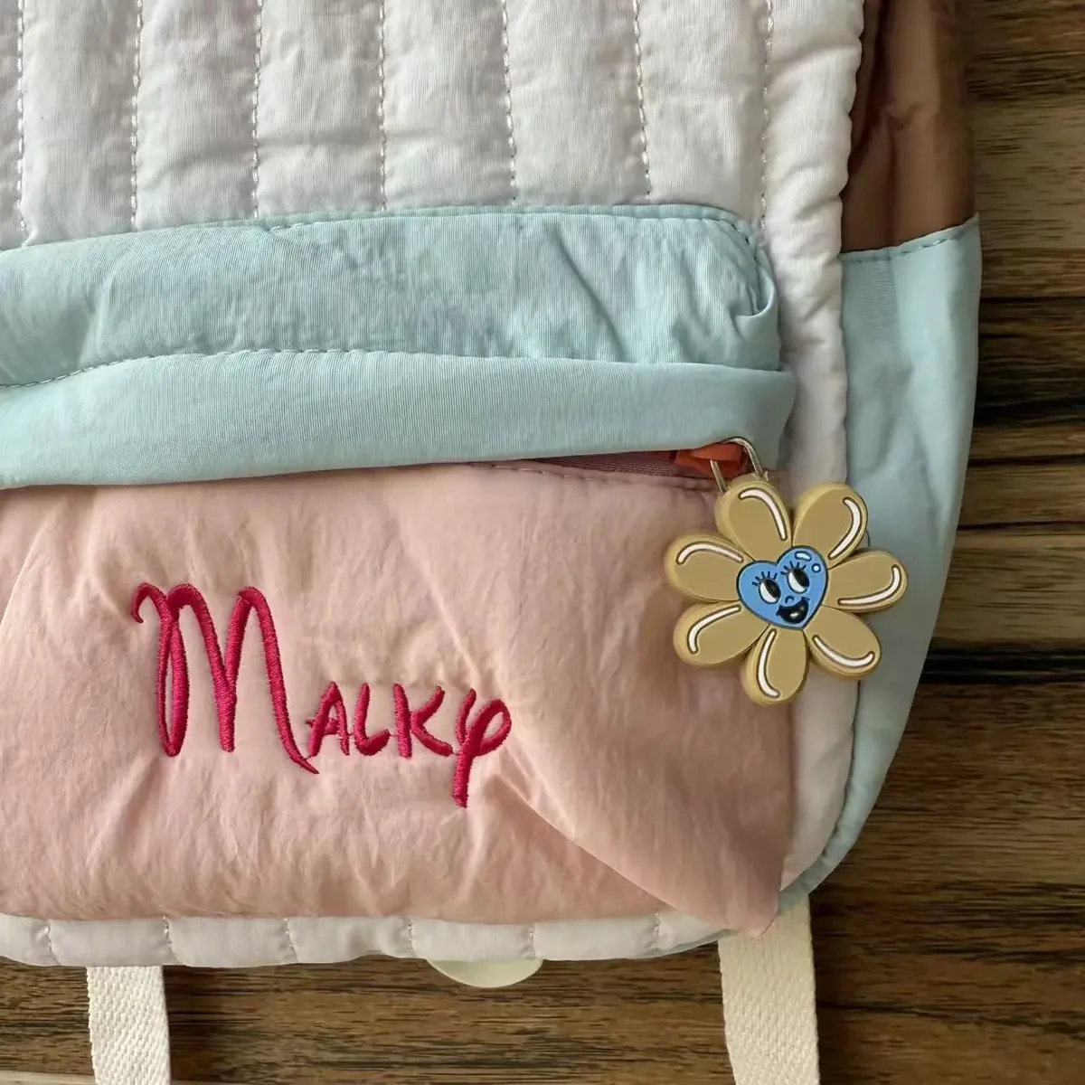 sac à dos enfant brodé avec pendentif tournesol mignon, personnalisable avec nom, sac à main bicolore, sac de voyage pour collations, sac de voyage pour campus
