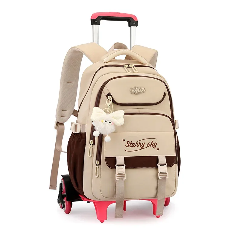 sac à dos scolaire pour enfants avec roulettes, sac à dos à roulettes pour filles, sac à dos d'étudiant, 2/6 roues, sac à dos scolaire à roulettes, sac à livres pour enfants