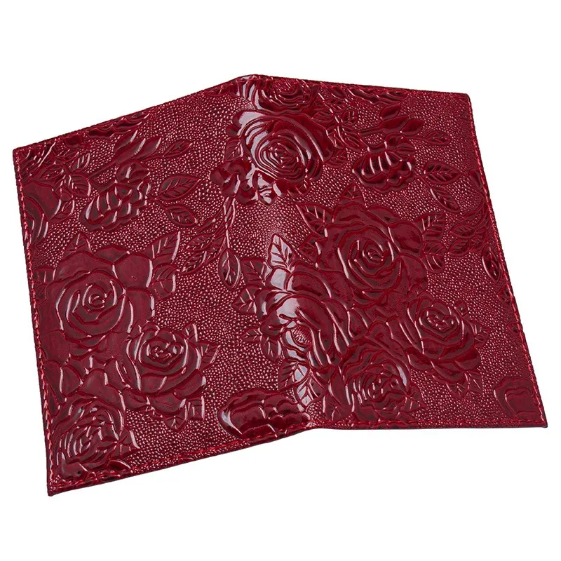 accessoires de voyage housse de passeport fleur de rose porte-passeport en relief housse de carte bancaire portable portefeuille pour femmes et hommes
