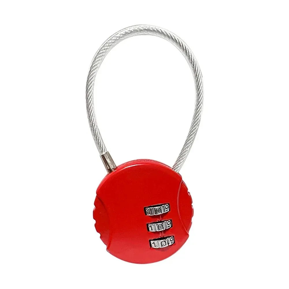 serrure à combinaison ronde en câble métallique d'acier, pour bagages, sacs, sacs à dos, étuis à poignées, mini cadenas à combinaison à trois chiffres