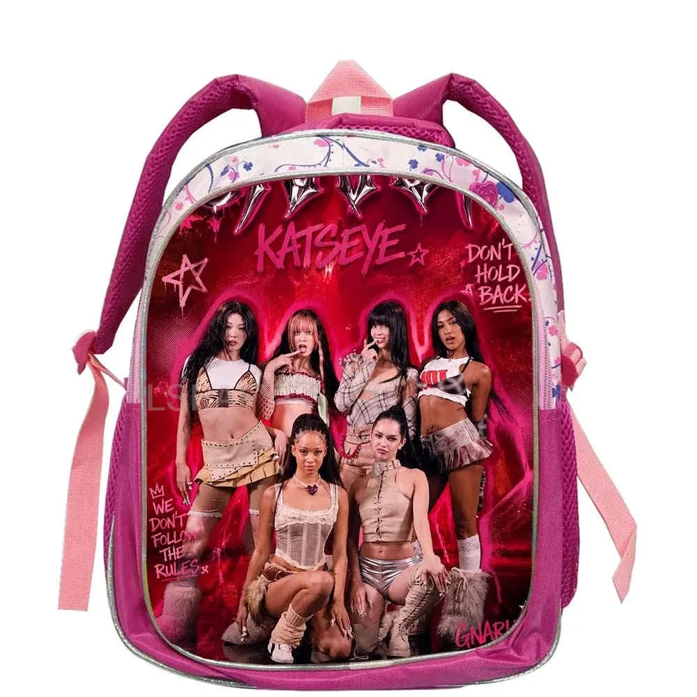 sacs à dos tendance katseye roses pour enfants, sacs d'école pour adolescentes et adolescents, sac à dos décontracté et tendance 12 pouces