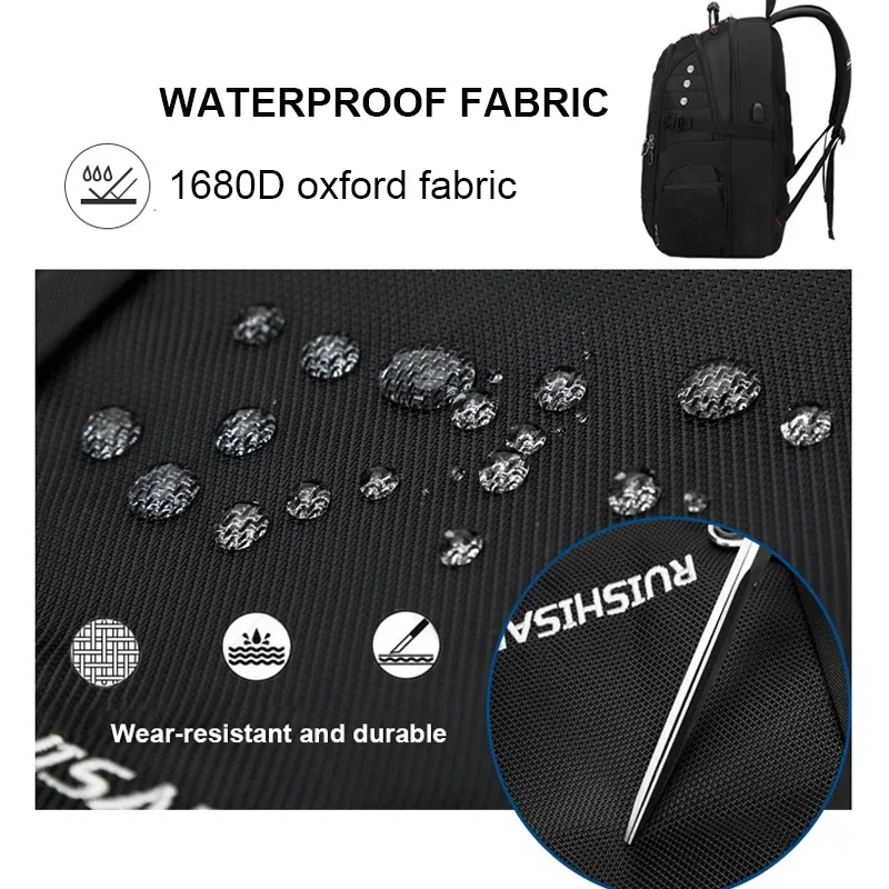 sacs à dos de voyage imperméables pour hommes, sac d'école antivol, sac à dos pour ordinateur portable de 20 pouces, mochila haute capacité