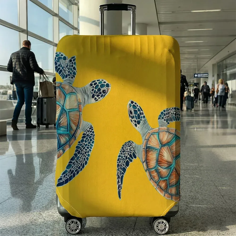 housse de protection pour bagages motif double tortue des profondeurs, convient aux bagages de 18 à 32 pouces, avec protège-poignées, accessoire de voyage