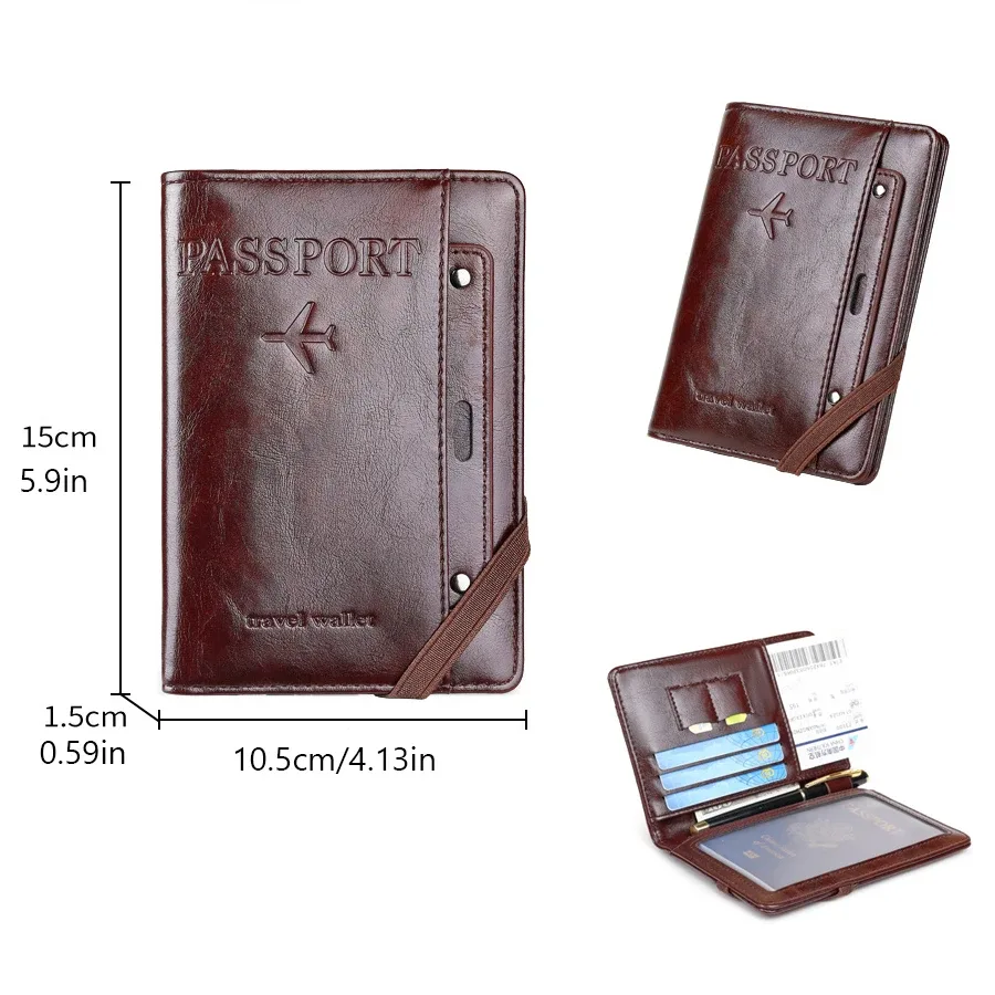 porte-passeport et portefeuille combinés, antivol, anti-démagnétisation, organiseur multifonctionnel de documents et de cartes, porte-billets de voyage, organiseur de documents de voyage d'affaires portable, protecteur de documents essentiels pour les voyages à l'étranger