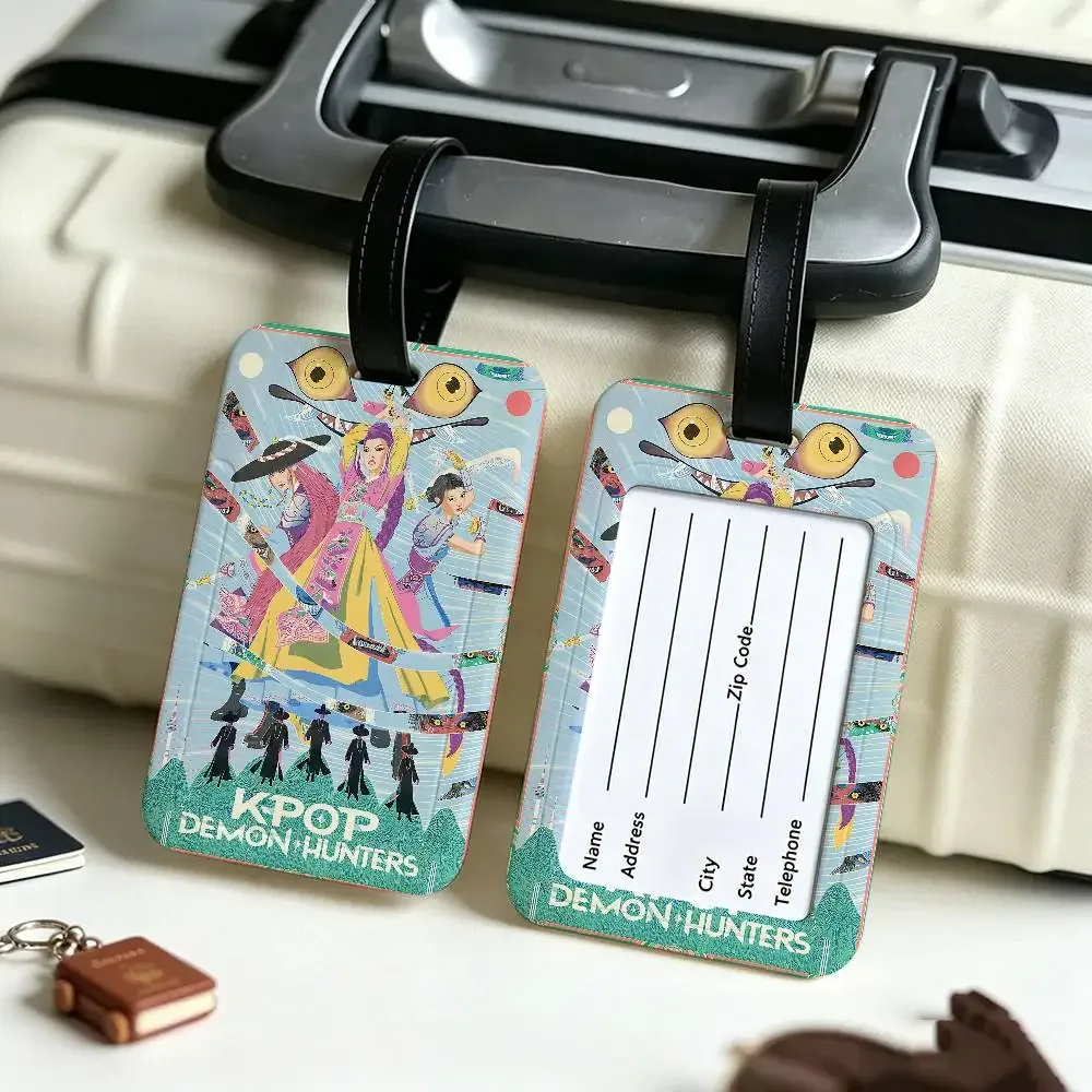 étiquette de bagage kpop d-demon hunters en pvc, carte d'information anti-perte, marqueur de nom pour sac à dos