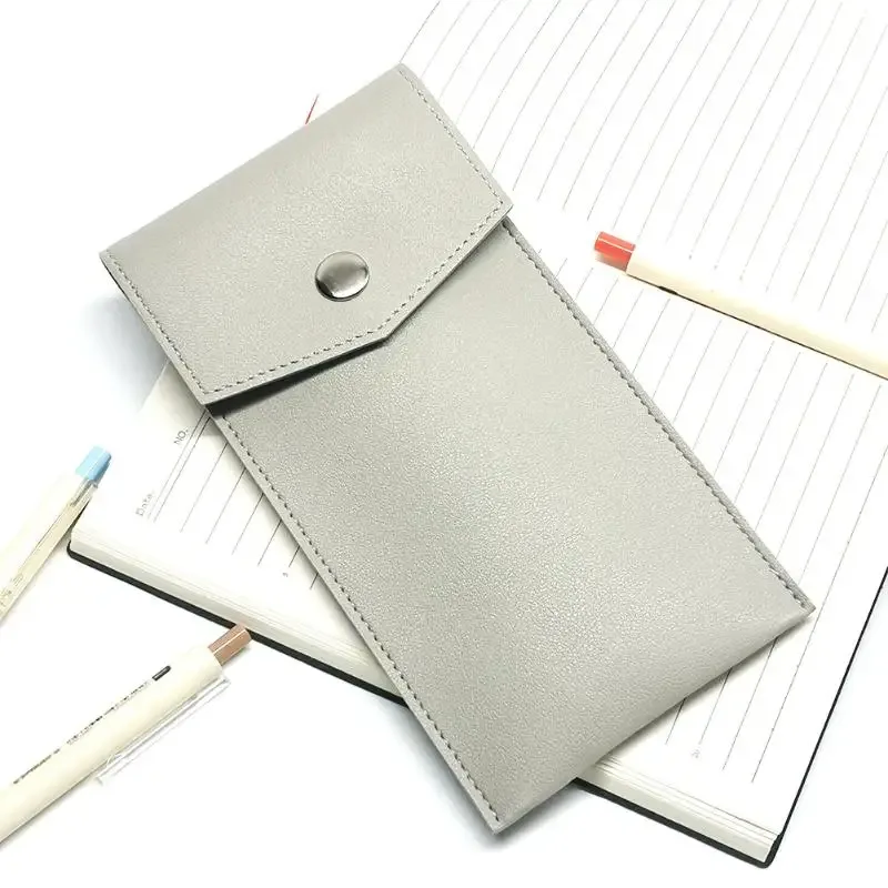 étui à crayons en cuir pu, sac de rangement pour étudiants, sac portable pour lunettes et papeterie, sac de rangement pour stylos de bureau grande capacité.