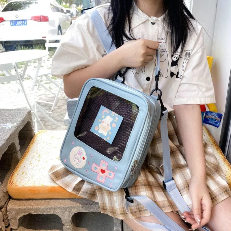 y2k mignon clair itabag femmes lolita sac à dos kawaii fille sac à bandoulière bricolage affichage poche transparente poupée japonaise fourre-tout sac à main