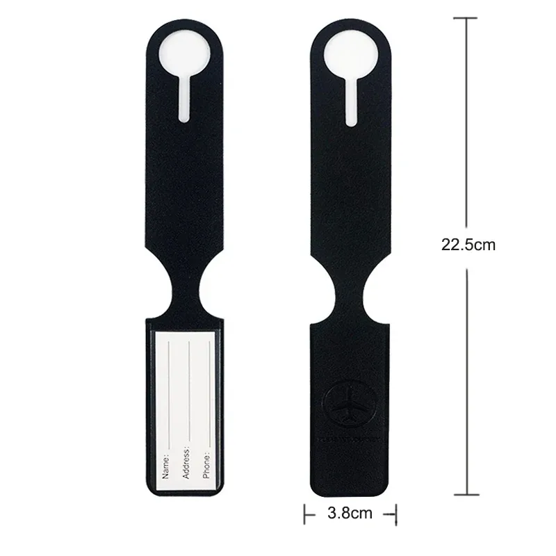 étiquette de bagage en cuir pu pour hommes et femmes, étiquette d'identification portable, étiquettes de bagage de valise, porte-adresse d'identification de nom, accessoires de voyage, 1pc