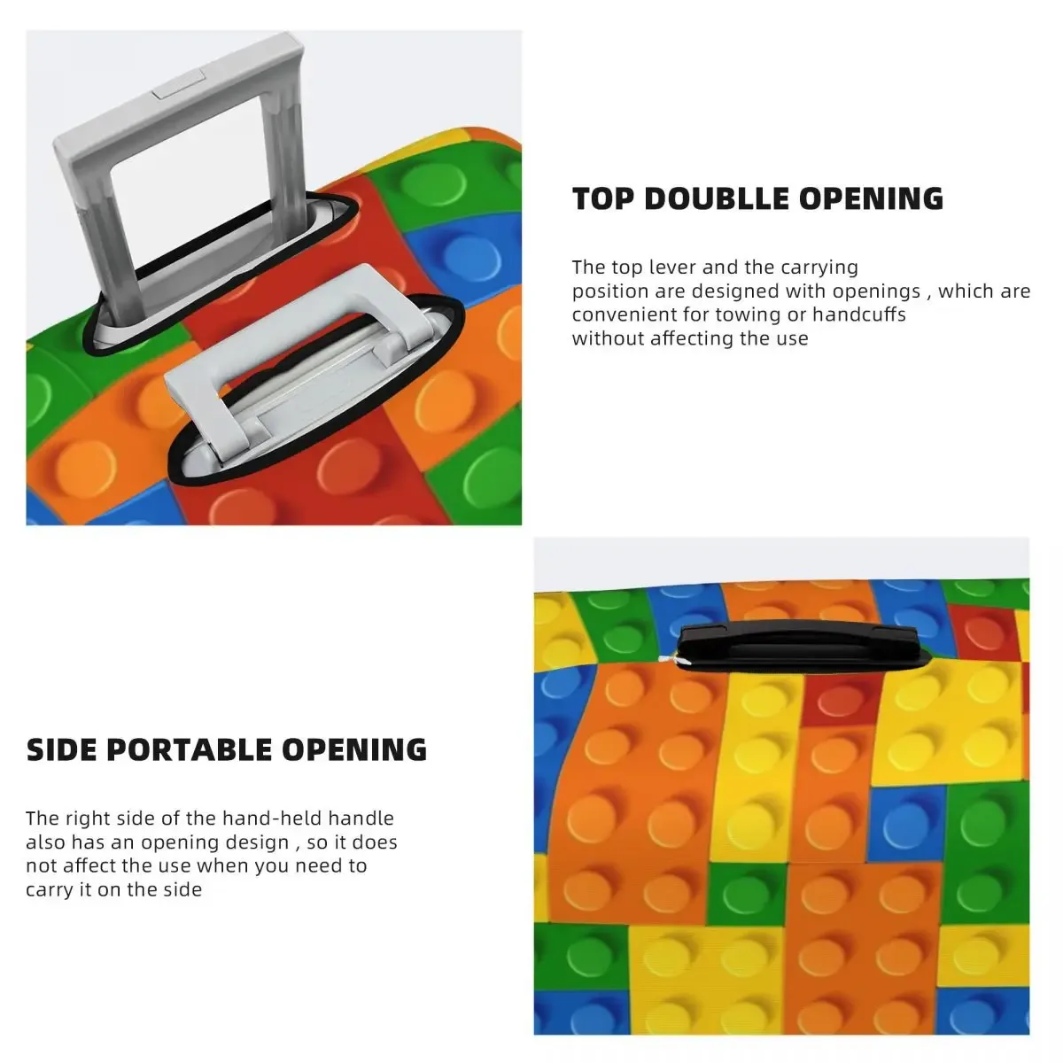 blocs de construction, couvercle de valise imprimé, brique de construction, protection pratique pour affaires, accessoires de bagages, vacances