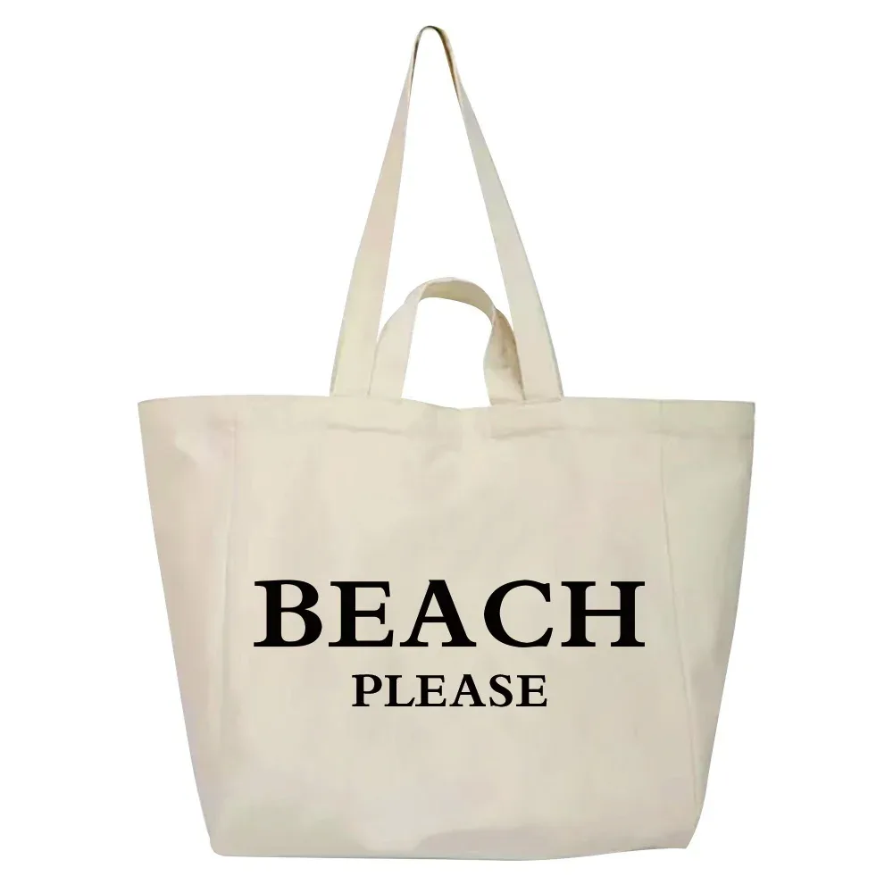 sac fourre-tout en toile pour femme, sac à main polyvalent, sacs à provisions, série plage, impression, travail commpiedmont, classe étudiante