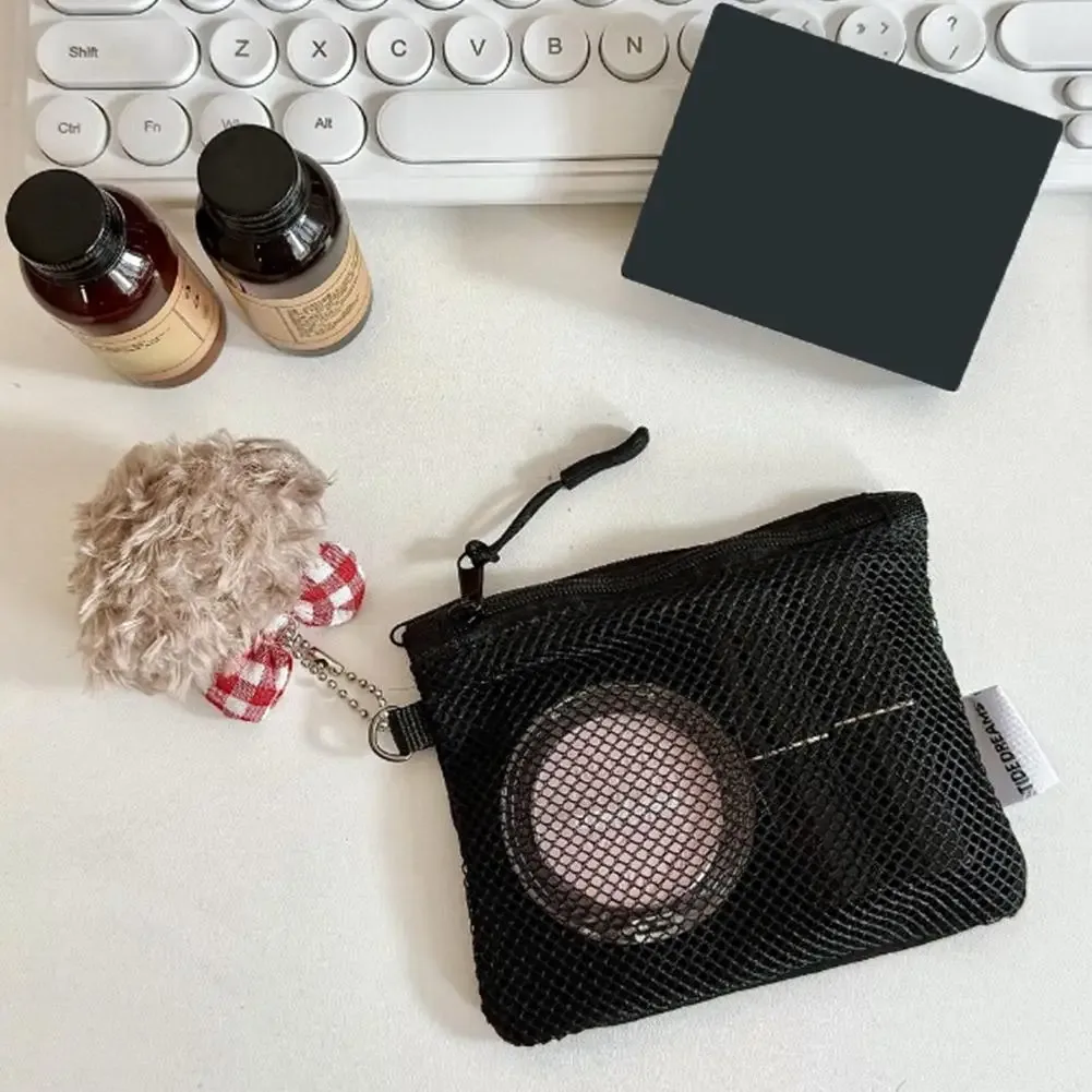 sacs de rangement en maille double couche, trousse de maquillage portable de voyage avec fermeture éclair, mini organisateur de cosmétiques et articles de toilette, sac simple pour papeterie