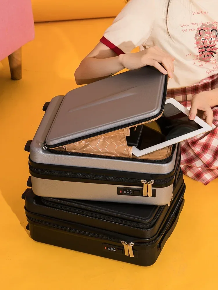 valise à main de voyage portable pour hommes et femmes, petit sac de toilette, trousse de maquillage, bagage de cabine, valise d'affaires pour hommes, 16 po