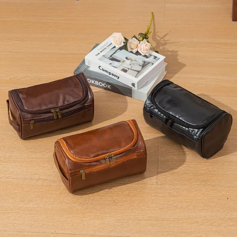 trousse de toilette en cuir pour hommes et femmes, trousse de toilette suspendue pour hommes, trousse de toilette de voyage, grande trousse à cosmétiques pour voyage