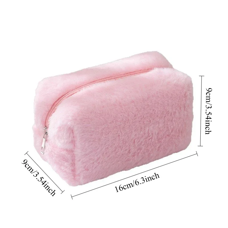 sac de maquillage en peluche grande capacité avec fermeture éclair, pochette portable pour voyage, organisateur de toilette pour femmes et filles, rangement quotidien en extérieur