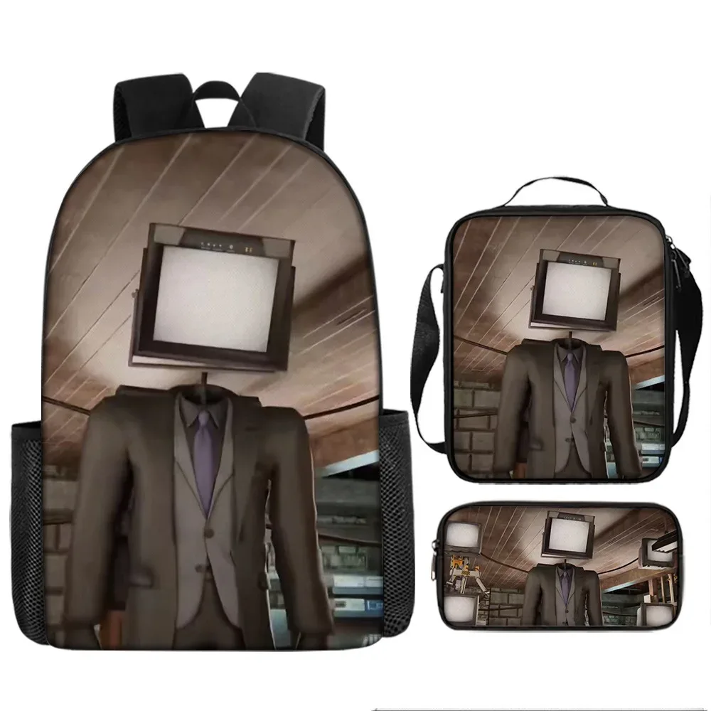 sacoche de livre et de stylo pour étudiants, 3 pièces, toilette, haut-parleur titan, caméraman, sac à dos titan clockman