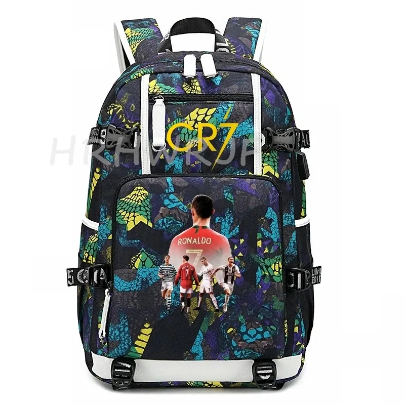 sac à dos usb cr7 pour superstars du football, sac de voyage pour ordinateur portable, sacs d'école noirs pour hommes, sacs d'école pour étudiants, mochilas, cadeau