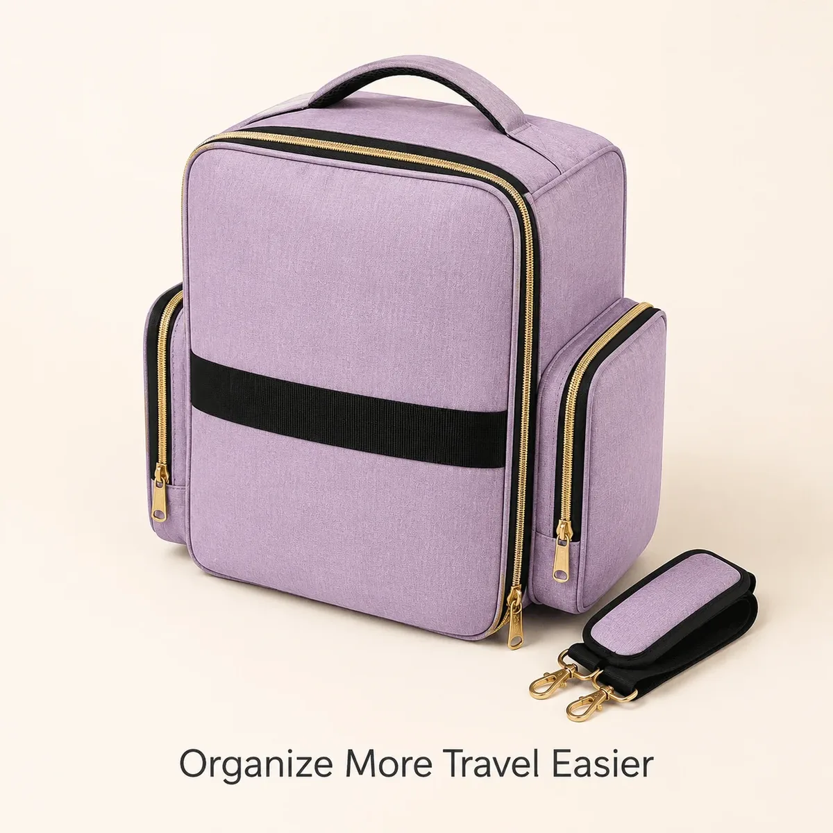 sac de rangement pour outils de manucure, grande capacité, avec trois pochettes amovibles, rangement pour flacons de vernis, pour manucures, cadeau de voyage, beauté