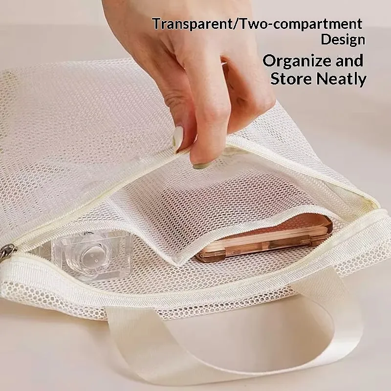 sacs de rangement en maille pour maquillage et articles de toilette, sacs à main portables de voyage, organisateur suspendu pour outils de lavage corporel et de douche