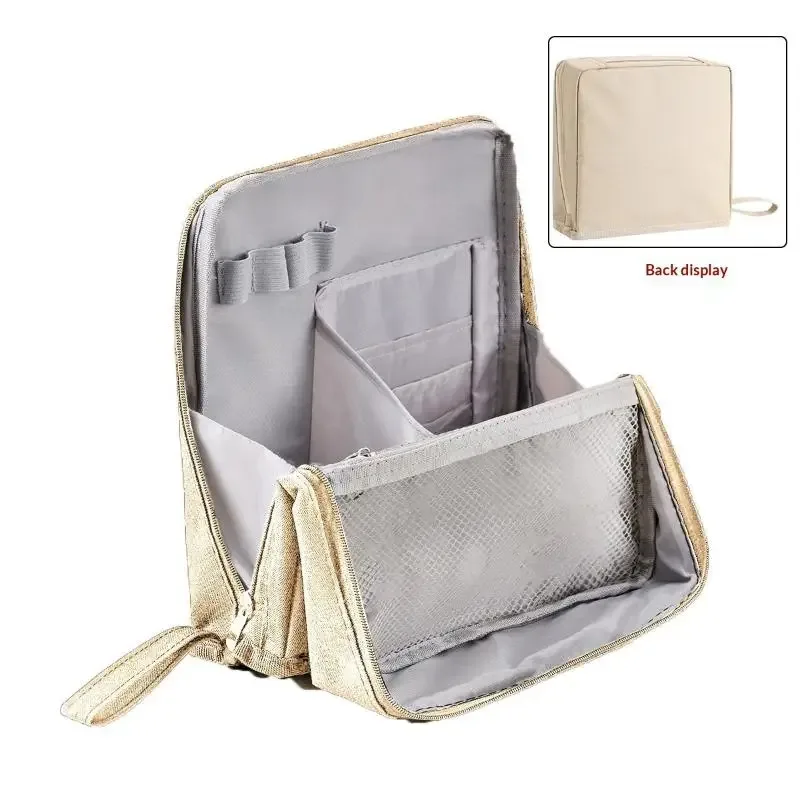 sac à cosmétiques portable de grande capacité, rangement vertical de bureau, sac de rangement multifonctionnel pour cosmétiques, sac de rangement pour stylos et fournitures de bureau