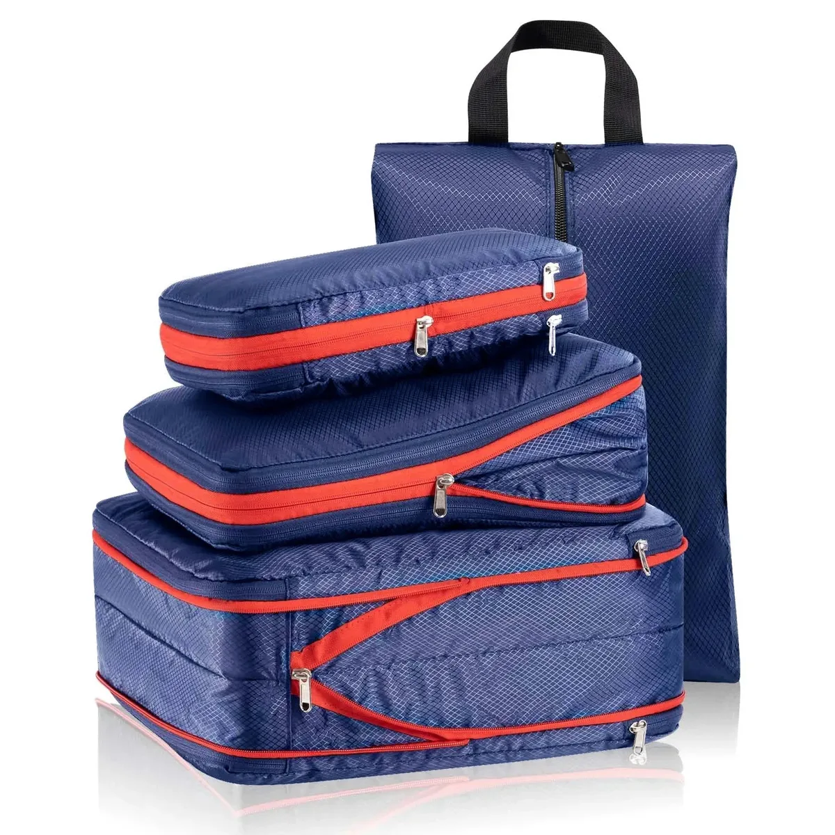 ensemble de sacs de rangement de voyage à double compression avec sac à chaussures, organisateur de bagages, accessoires de voyage, pochette de rangement compacte