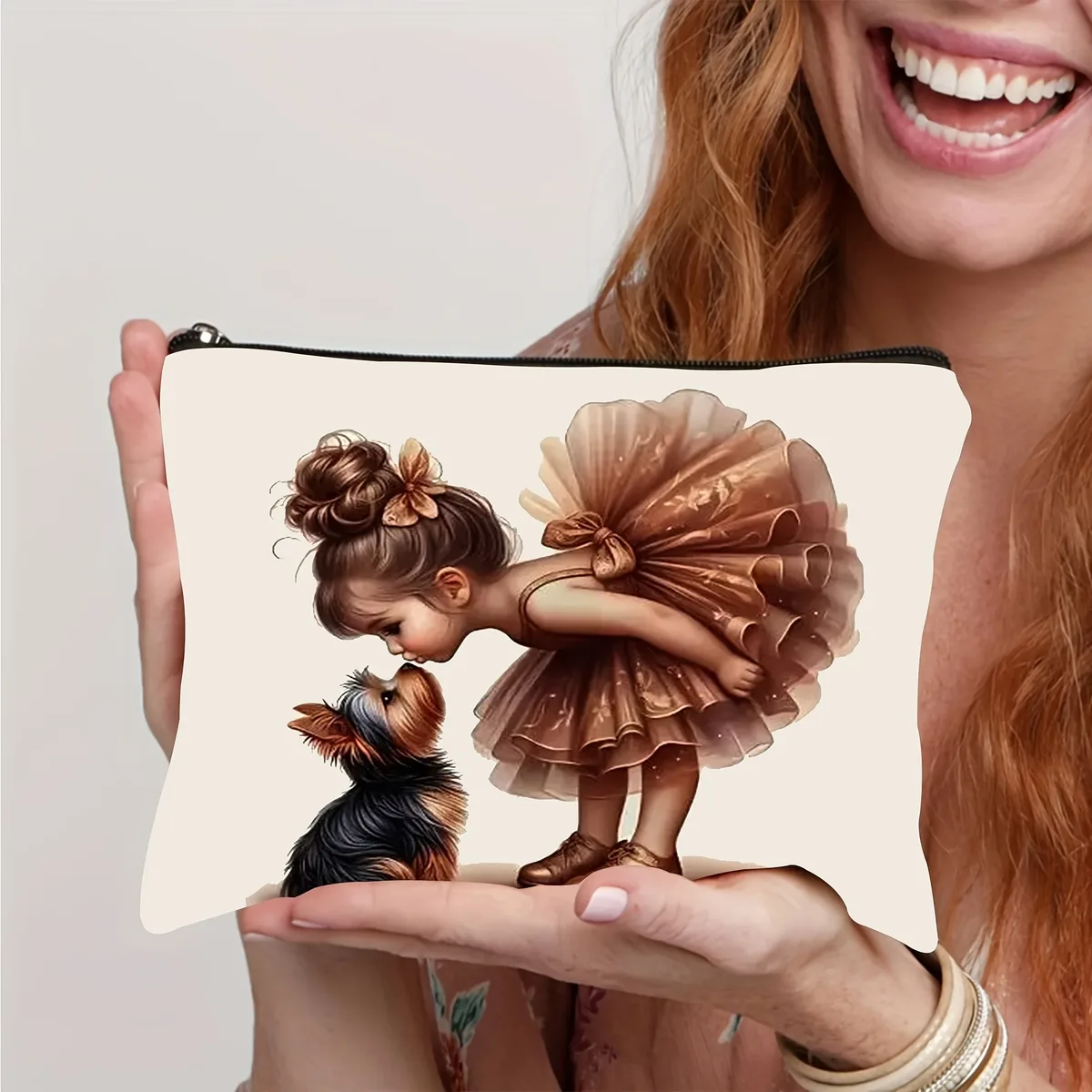 pochette de rangement de maquillage avec personnage de dessin animé mignon, sac à cosmétiques durable pour femmes et filles, trousse à crayons, sac de rangement d'accessoires