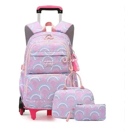 sac à dos à roulettes scolaire 3 pièces sac à déjeuner sac à crayons pour enfants sac à roulettes étanche fille école sac à dos à roulettes ensemble de sacs pour les filles