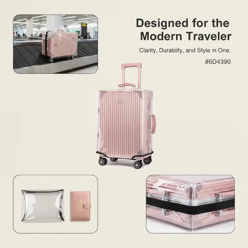 1 housse de protection transparente en pvc pour bagages, protection universelle anti-poussière et anti-rayures pour valises de 20 à 28 pouces