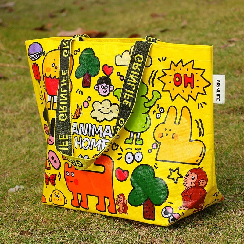 sac de courses réutilisable, fourre-tout tissé imperméable, sac à bandoulière pliable pour épicerie, rangement