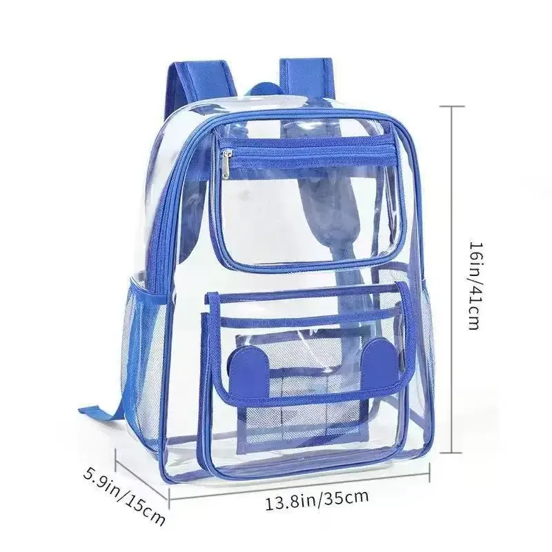 sac à dos transparent en pvc de grande capacité, tendance, style streetwear, unisexe, imperméable, pour un usage quotidien et les étudiants