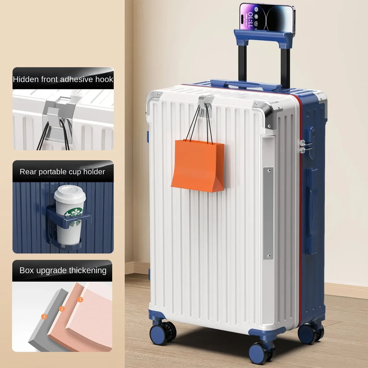 valise de voyage cadre en aluminium nouveau boîtier de chariot pour hommes 28/ 30 pouces bagages de grande taille 20 pouces mot de passe valise à main valise de cabine