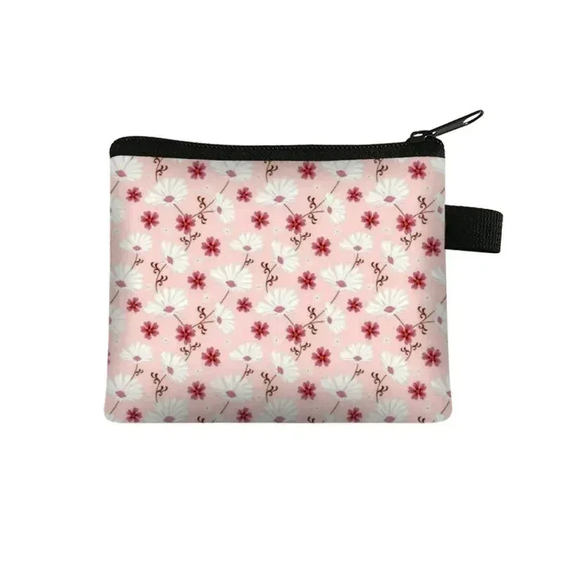 petit sac à cosmétiques imprimé floral pour filles et femmes, sac de rangement pour serviettes hygiéniques, sac de rangement pour pièces de monnaie, carte, argent, écouteurs, porte-rouge à lèvres, pochette