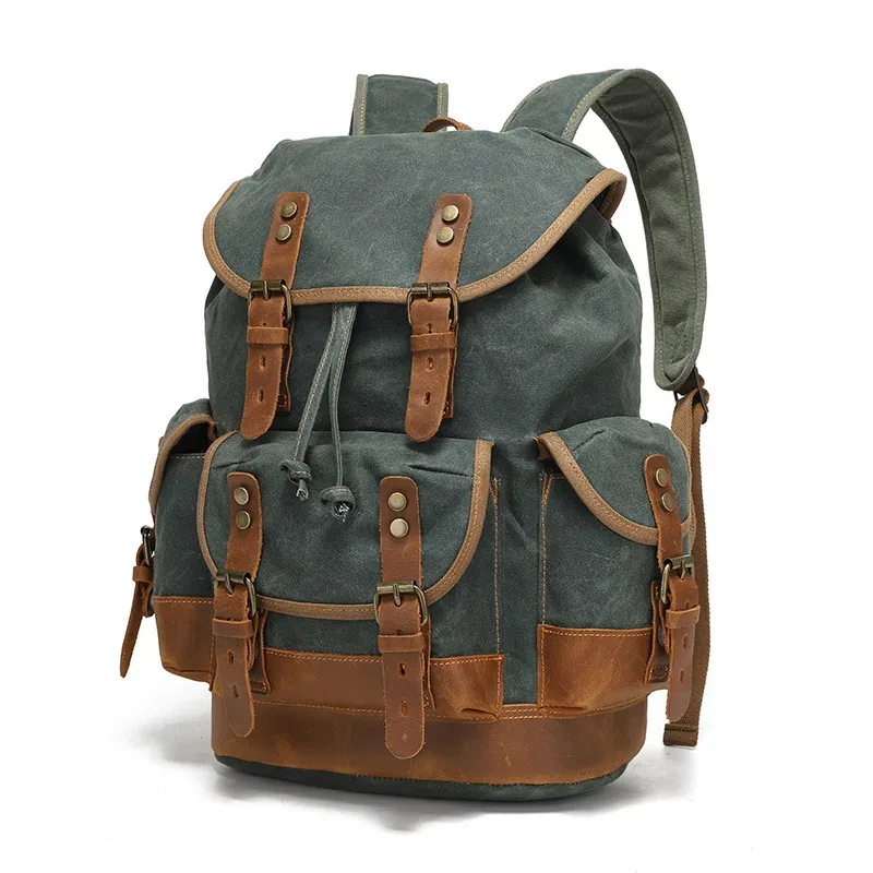 sacs à dos vintage en toile pour hommes, sacs à dos pour ordinateur portable, sacs à dos imperméables, grands sacs à dos de randonnée en toile cirée, sacs à dos de voyage vintage