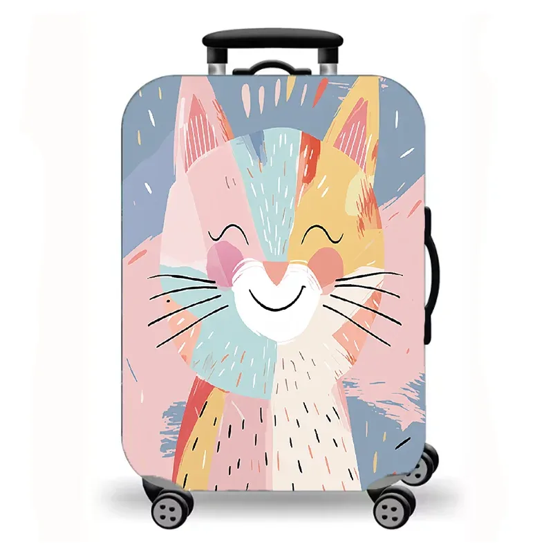 housse de bagage, housse de protection extensible pour valise avec imprimé fantaisie de chat de nuit étoilée, housse de bagage de voyage lavable et anti-rayures