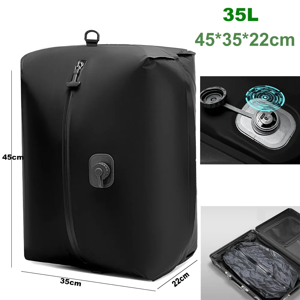 sac de compression automatique (pompe à air intégrée) réutilisable, pliable, pour voyages en plein air, valises et sacs à dos
