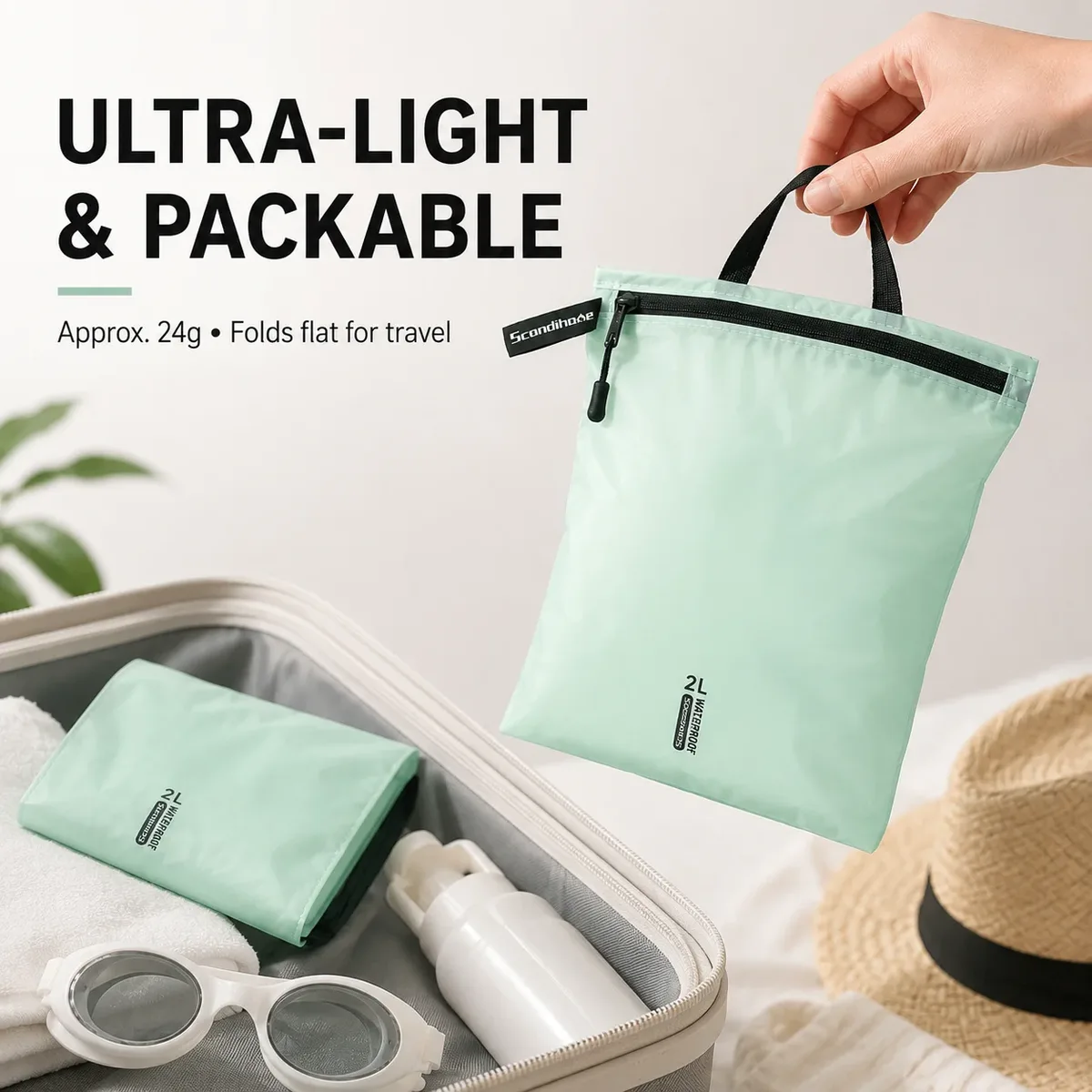 sac étanche pour maillot de bain, voyage, plage, piscine, gym, léger, en nylon, avec fermeture éclair, organiseur, pochette de rangement pour chaussures et articles de toilette