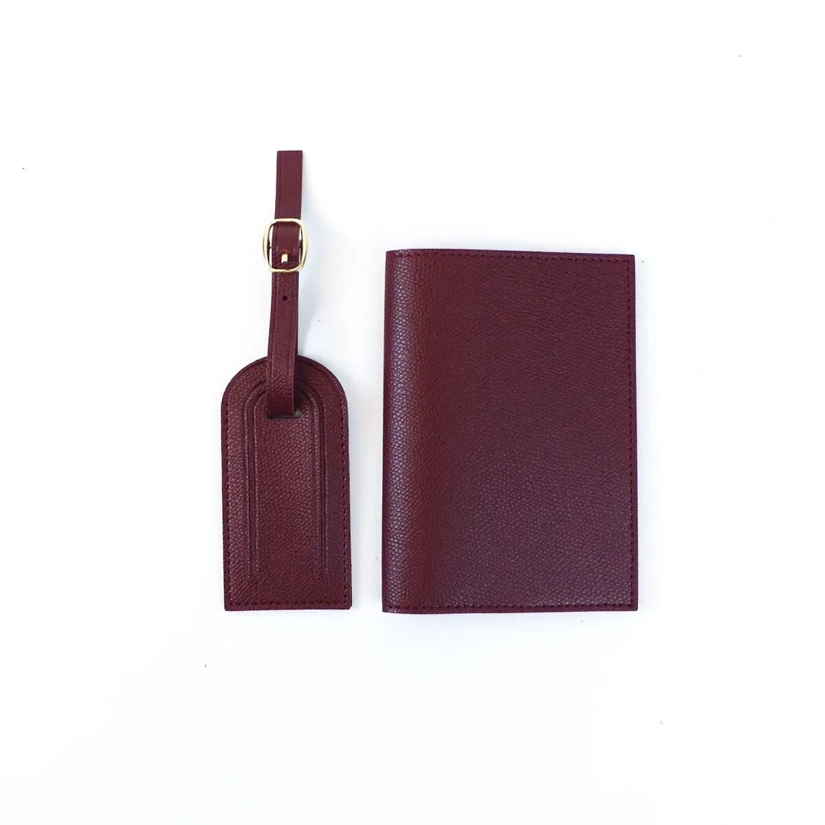 étiquette de bagage anti-perte en cuir pu personnalisée + ensemble de deux pièces pour porte-documents de voyage et porte-passeport