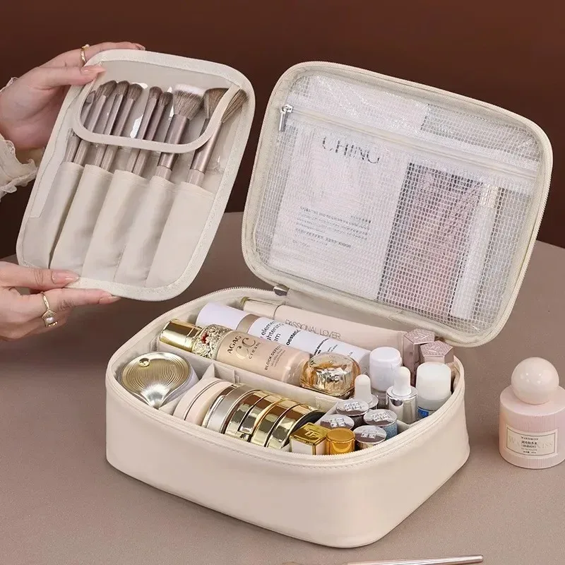 1pc Sac de Cosmétiques pour Femmes, Sac de Rangement Portable, Grande Capacité, Sac de Maquillage de Luxe, Organisateur de Voyage, Sacs de Toilette Essentiels.