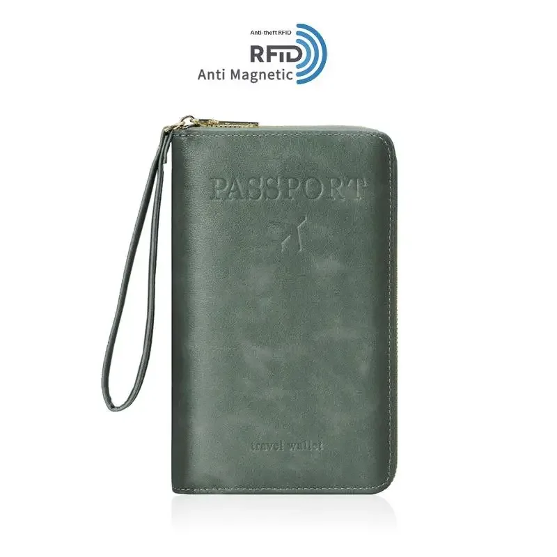 porte-passeport unisexe avec blocage rfid, en cuir pu, avec fermeture éclair, étui de voyage, accessoires de voyage pour hommes et femmes