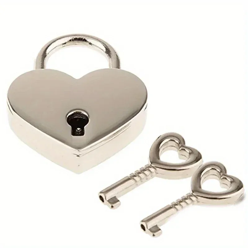 mini cadenas en métal vintage en forme de cœur, 2 pièces, valise, boîte à bagages, serrure à clé avec clé