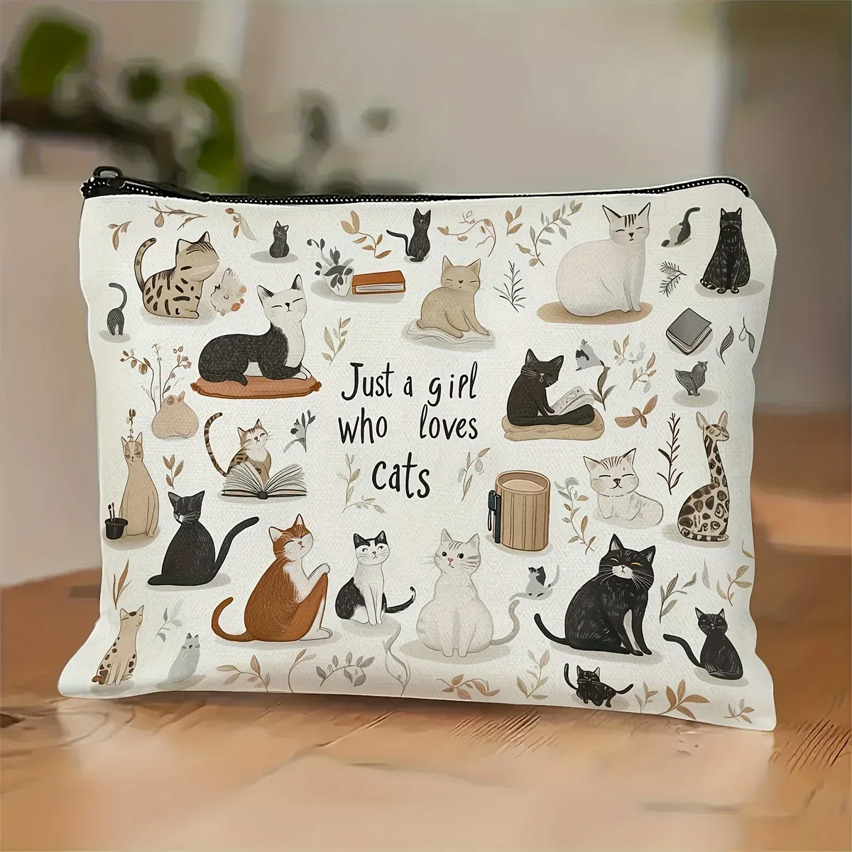 sac à cosmétiques chic vintage imprimé chat, pochette de maquillage légère pour femmes et hommes, porte-monnaie, sac de rangement, trousse à crayons à fermeture éclair