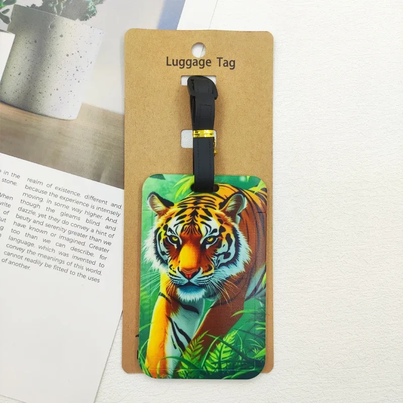 lion tigre étiquette de bagage voyage abs étiquette de bagage impression animale valise id porte-adresse bagages embarquement billet portable