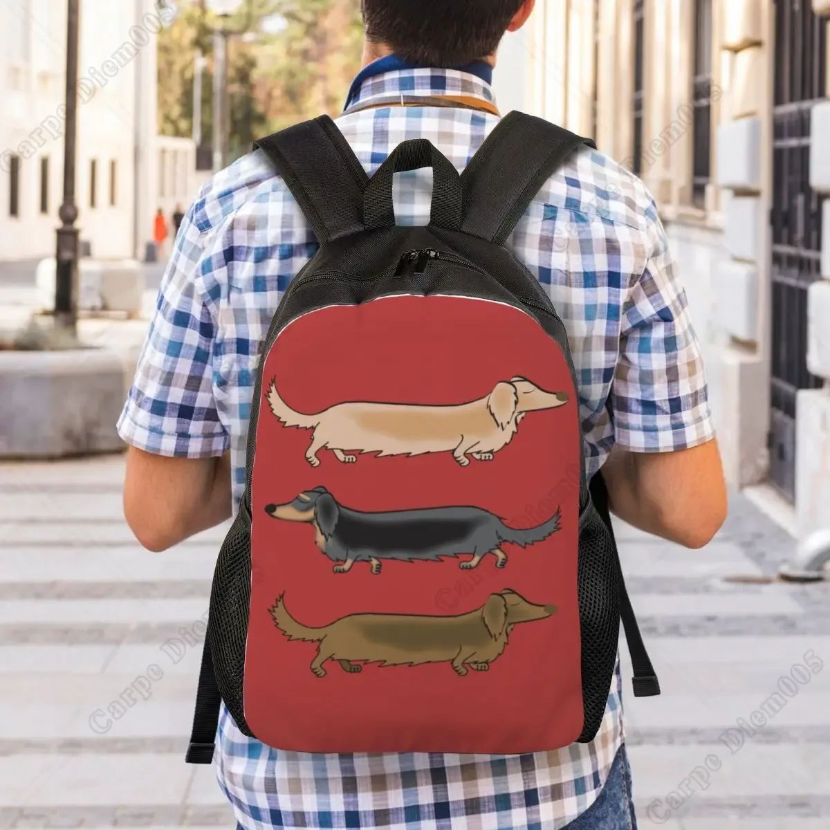 sac à dos dachshund dogs pour garçons et filles, saucisse wiener, sacs de voyage pour l'école ou le collège, sac à livres pour femmes et hommes, convient pour ordinateur portable 15 pouces