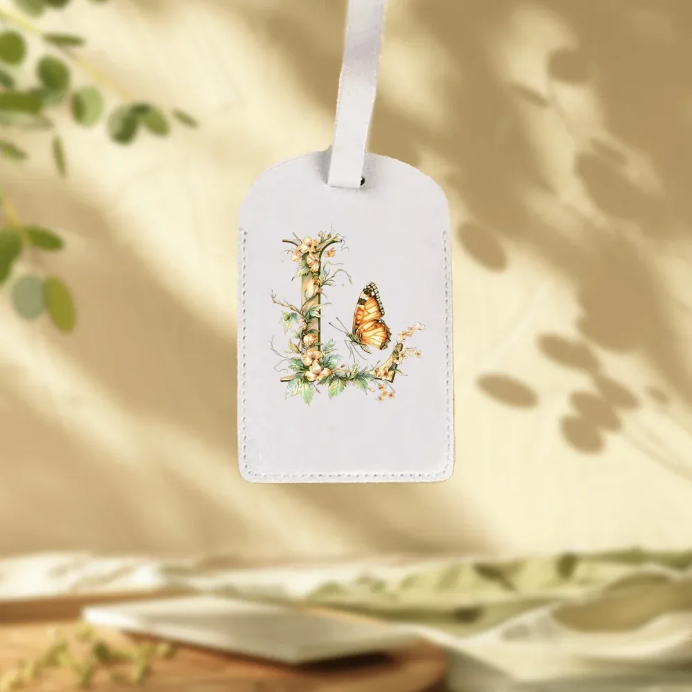 étiquettes de bagages blanches personnalisées adaptées aux valises, aux vêtements et aux bijoux - nom/logo/texte, 26 étiquettes florales et alphabétiques